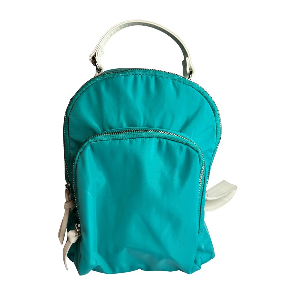 Teal Nylon Mini Backpack Small Travel Daypack White Straps Lightweight‎ Bag